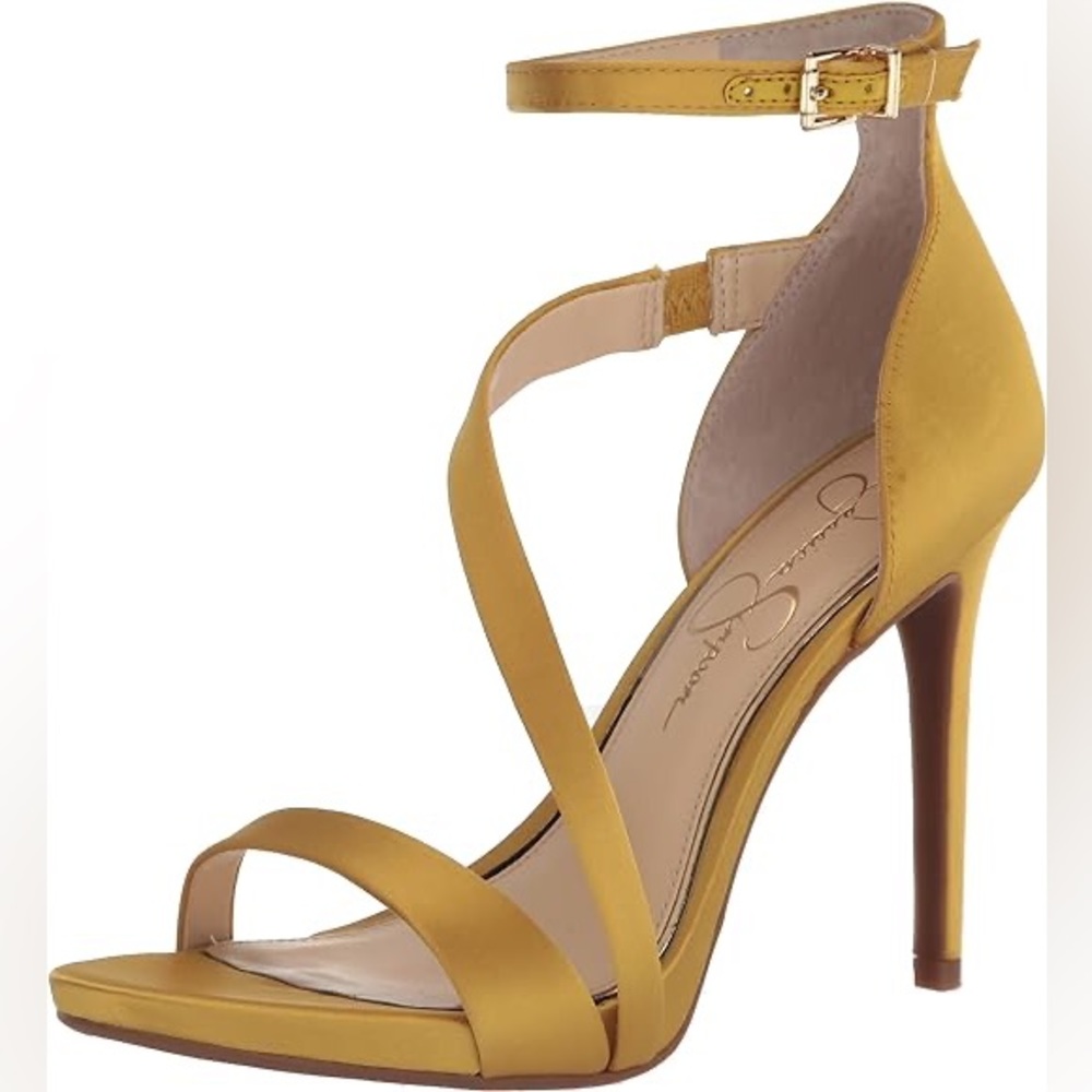 Jessica Simpson Mustard Yellow Strappy Stiletto Heels